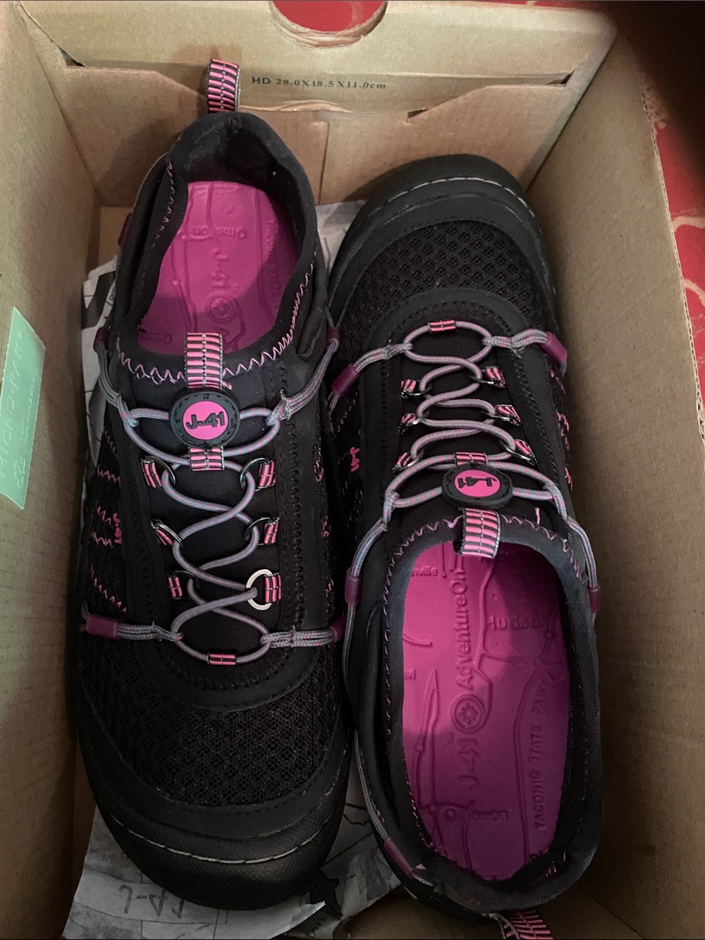 J-41 Black and Pink Women's Athletic Slip-On Sneakers